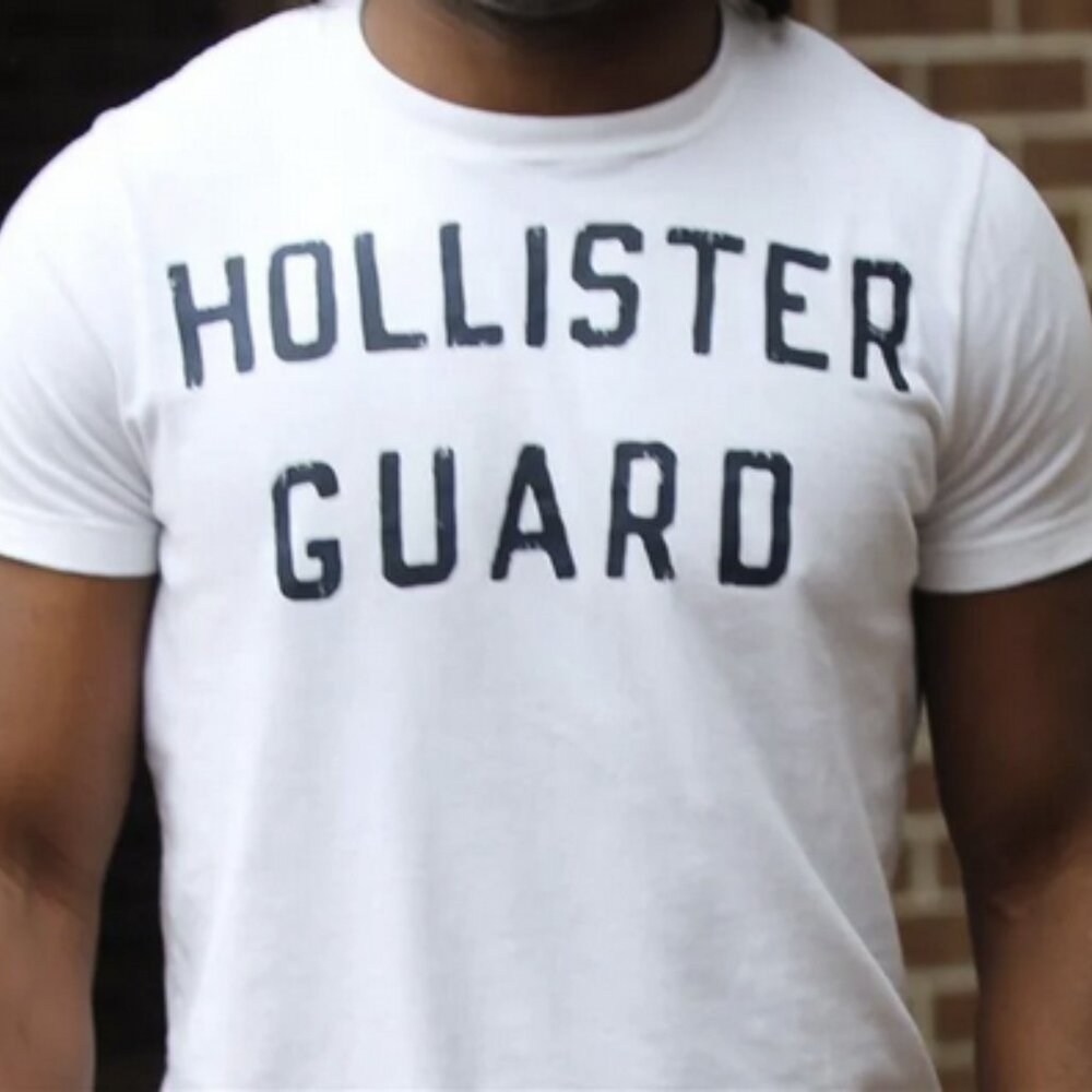Hollister Small Guard White T Shirt Navy Hollister Guard Crew Neck Short Sleeve